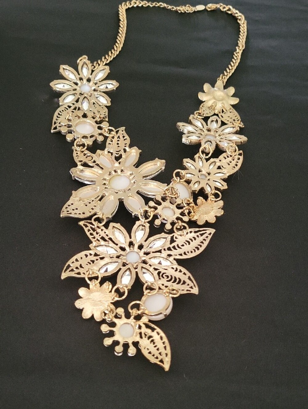 Aldo Gold Floral Pearl Statement Necklace - Women Jewelry